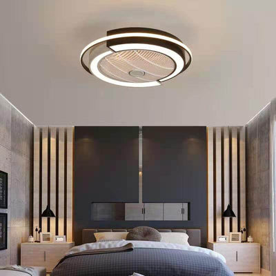 Modern Creative Round LED Semi-Flush Mount Ceiling Fan Light