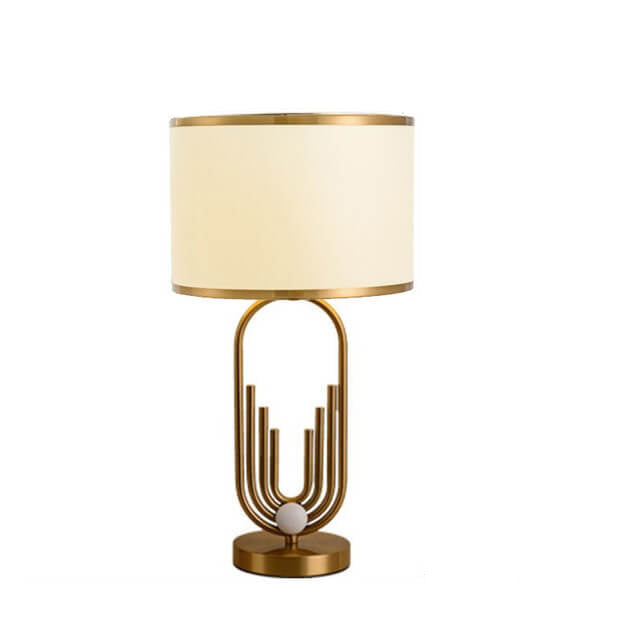 Europäische Stoff-Metallringbasis 1-Licht-Tischlampe 
