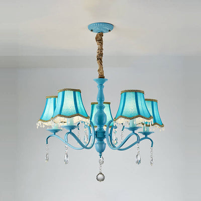 Modern Creative Cone Iron Crystal Fabric 5/6/8 Light Chandelier