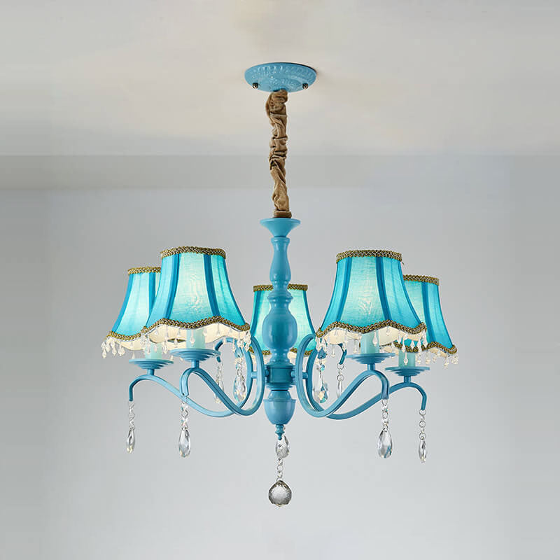 Modern Creative Cone Iron Crystal Fabric 5/6/8 Light Chandelier