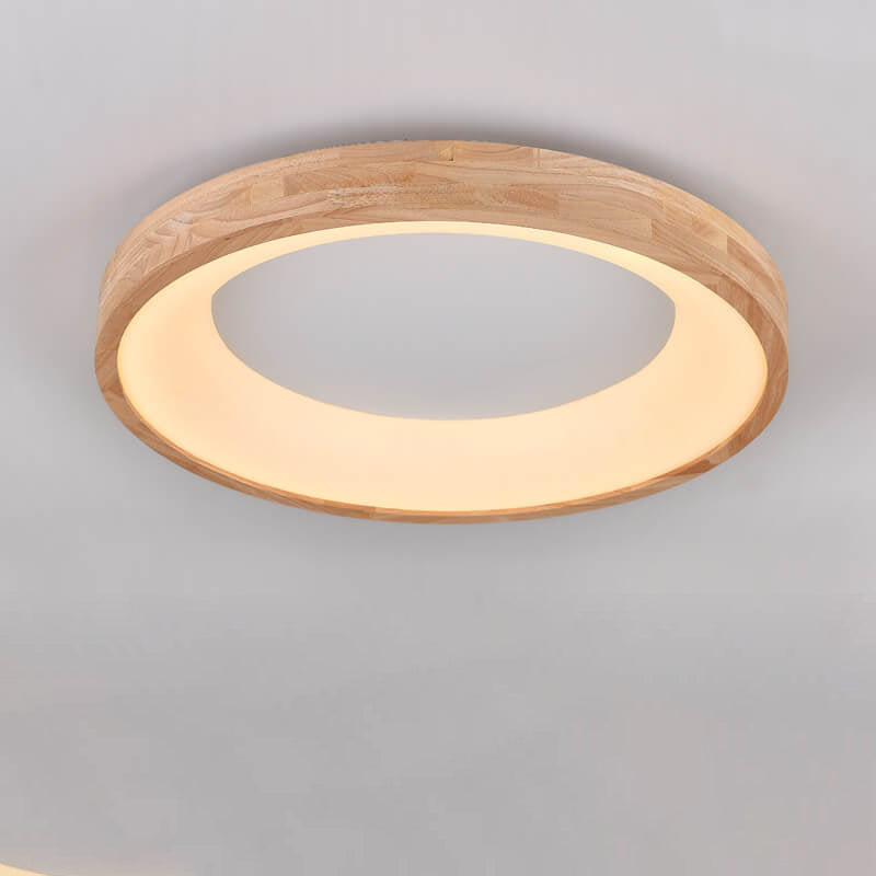Nordic Minimalist Log Wood Round LED Deckenleuchte mit bündigem Einbau 