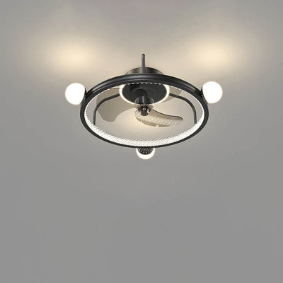 Modern Light Luxury Circle Full Star Design LED Flush Mount Ceiling Fan Light