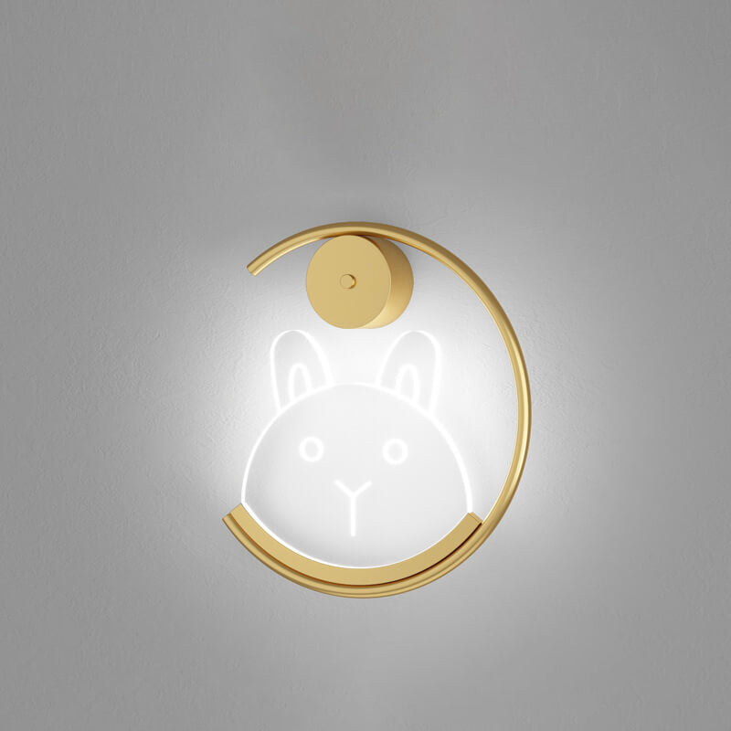 Creative Golden C-shaped Acrylic Bear LED Wall Sconce Lamp