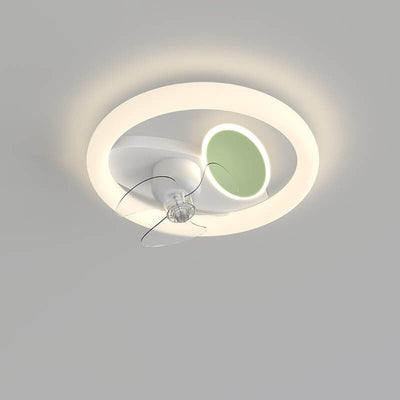 Modern Creative Cream Style Iron Shaking Head Fan LED Flush Mount Ceiling Fan Light