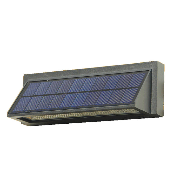 Aplique de pared LED rectangular inclinado para patio exterior, moderno y minimalista, solar, impermeable, de aluminio y vidrio 