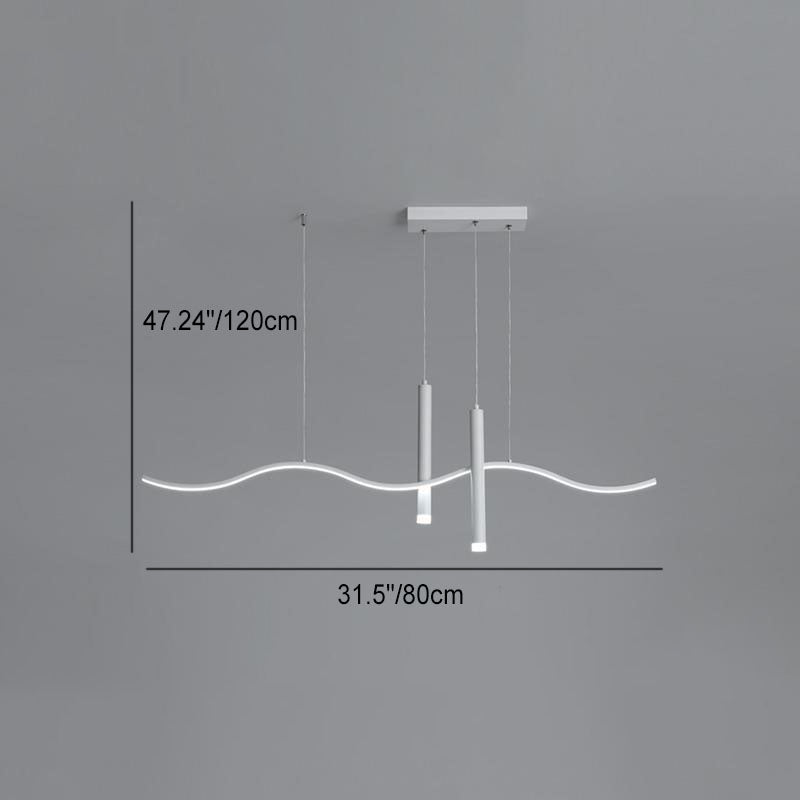 Moderne minimalistische geometrische Aluminium gewellte Linie LED Insel Licht Scheinwerfer Kronleuchter für Wohnzimmer 