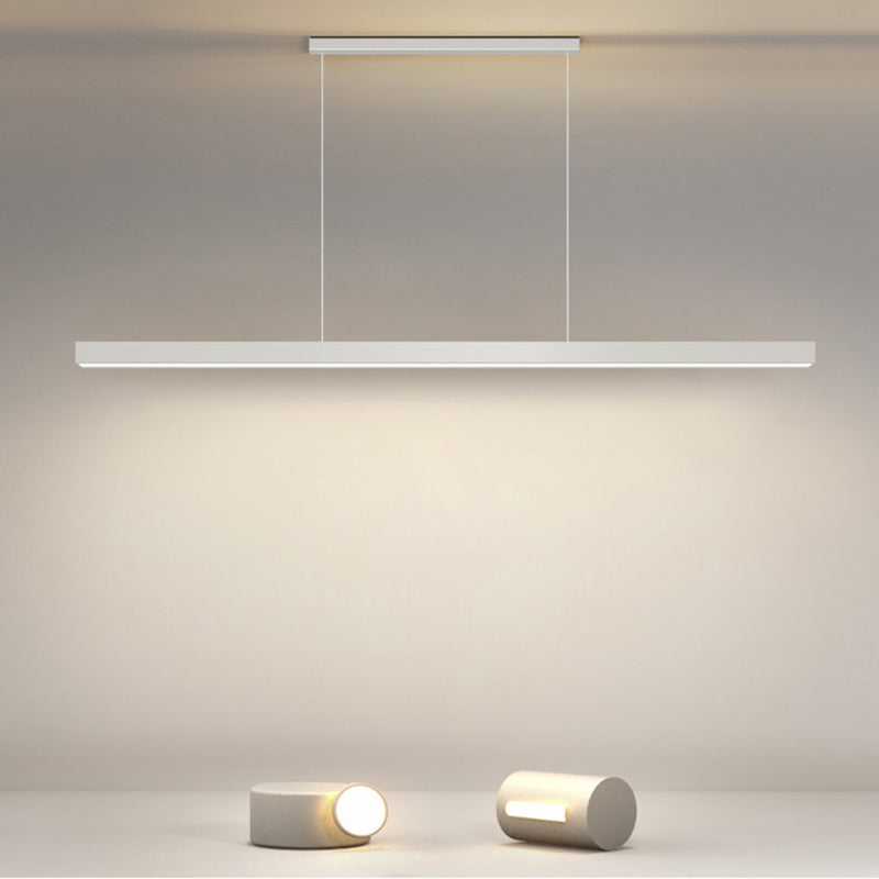 Modern Minimalist Walnut Aluminum Straight Line LED Island Light Chandelier For Dining Room