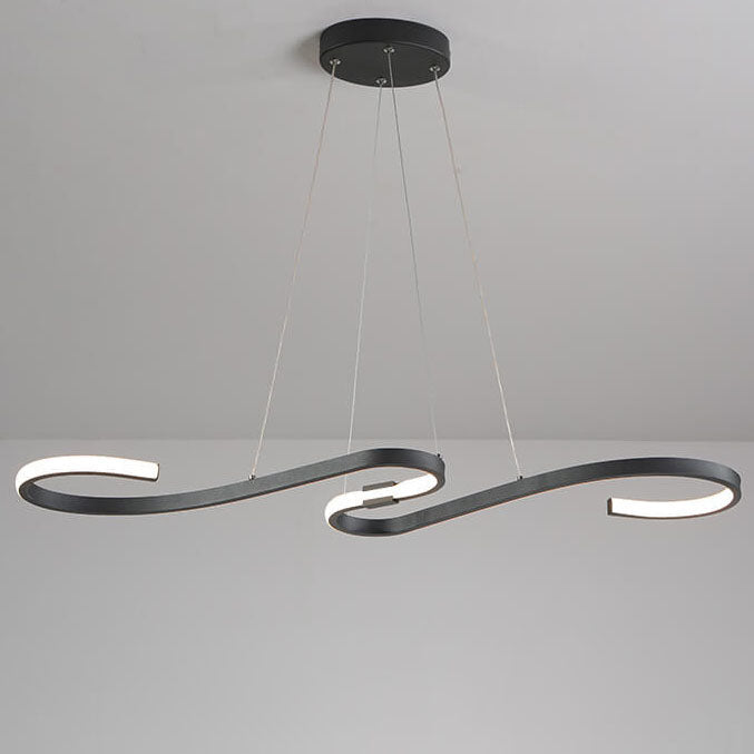 Nordic Minimalist Lines Aluminium-Silikon-LED-Insel-Licht-Kronleuchter 