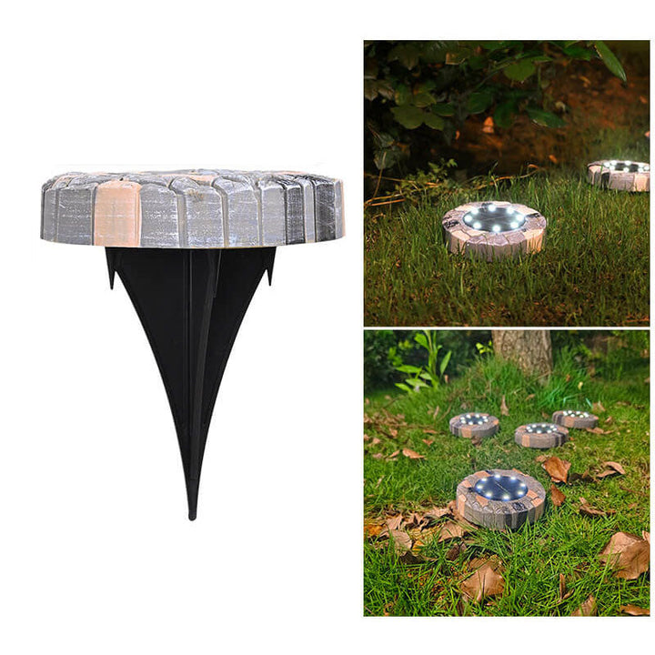 Modern Minimalist Solar Outdoor Round Resin Brick LED Garden Ground Insert Decorative Landscape Light For Outdoor