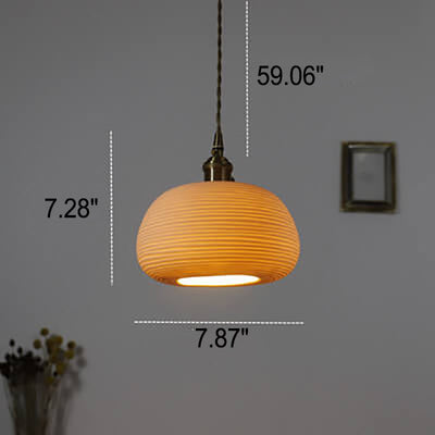 Nordic Japanese Ceramic Brass Oval 1-Light Pendant Light