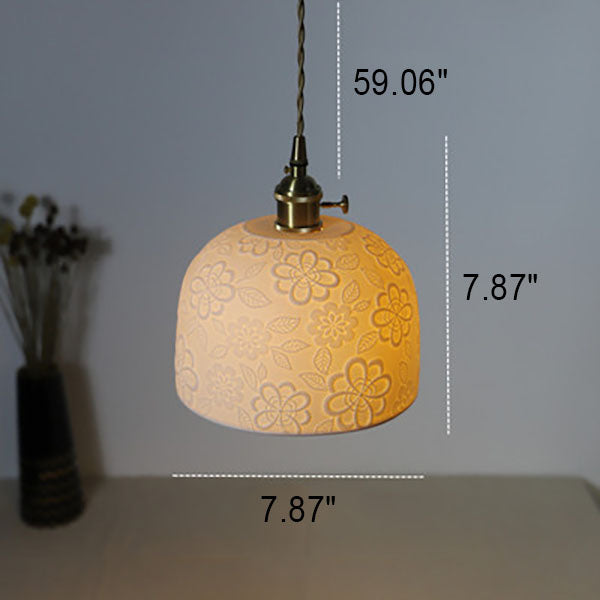 Moderne 1-flammige Pendelleuchte aus Keramik im Vintage-Stil aus Messing 