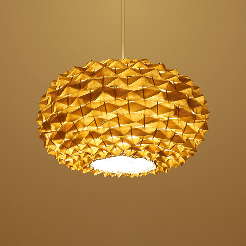 Modern Chinese Rattan Weaving Pineapple 1-Light Pendant Light