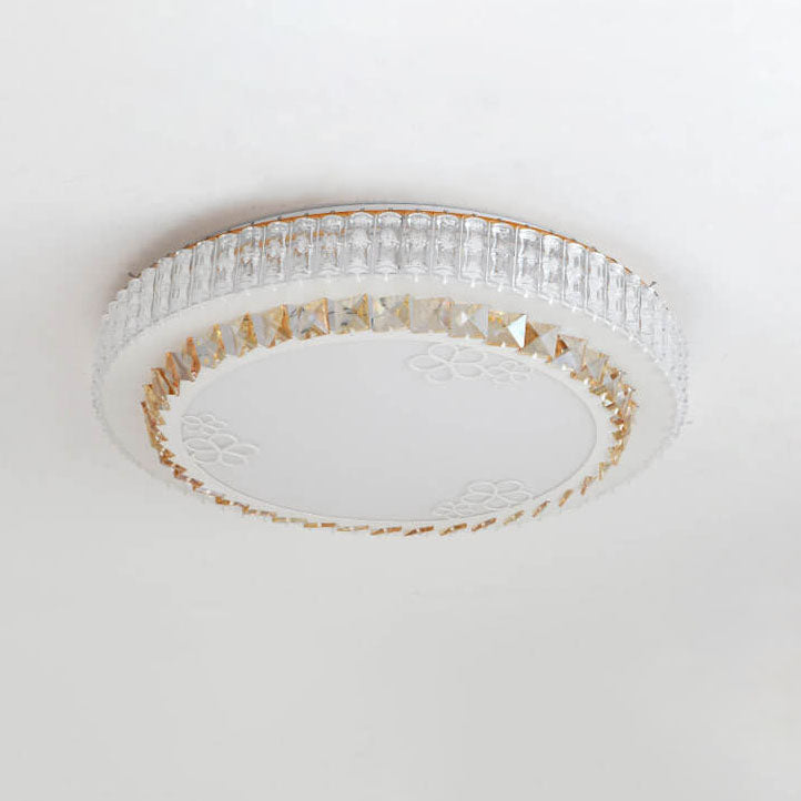 Modern Minimalist Round Acrylic Crystal LED Flush Mount Lighting