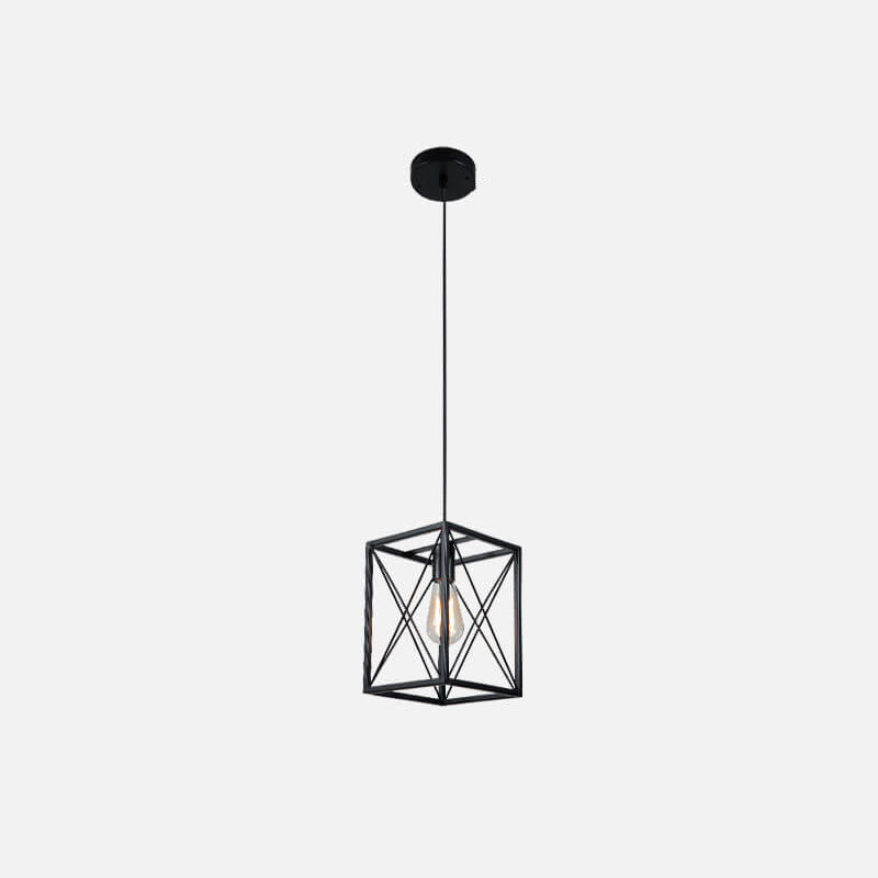 Industrial Vintage Iron Geometric Lantern 1-Light Pendant Light