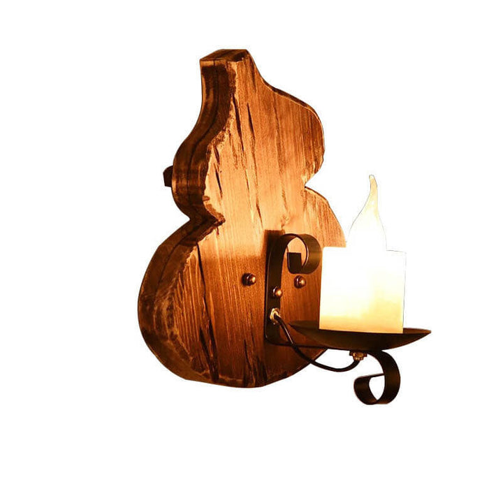 Contemporary Industrial Rubberwood Iron Glass Horse Lamp Iron 1-Light Wall Sconce Lamp For Living Room &amp; Bedroom
