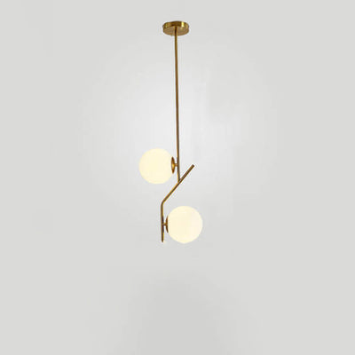 Lustre en verre et fer à deux lumières, boule ronde minimaliste créative nordique 