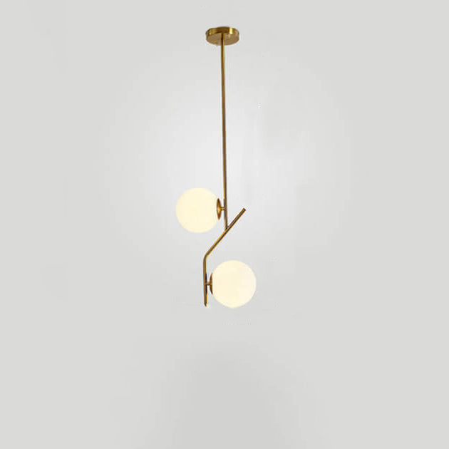 Lustre en verre et fer à deux lumières, boule ronde minimaliste créative nordique 