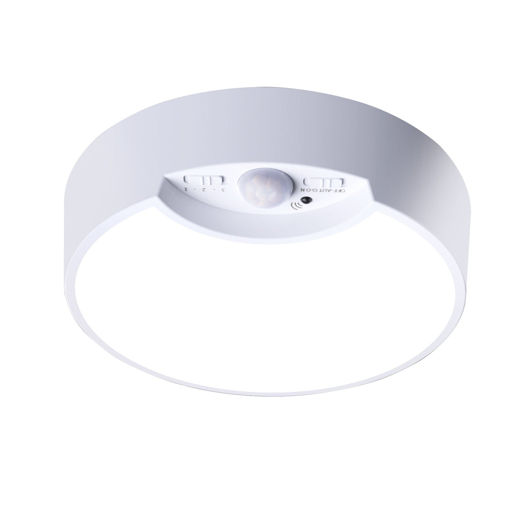 Modern Minimalist White Round ABS Motion Sensor LED Flush Mount Ceiling Light For Living Room