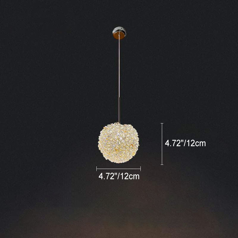 Modern Golden Glamour Crystal Ball Shade 1-Light Pendant Light