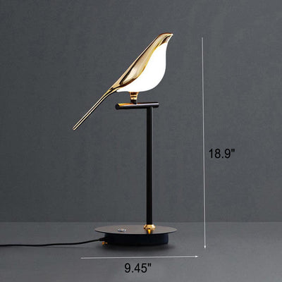 Lampe de table LED minimaliste nordique avec oiseau pie 