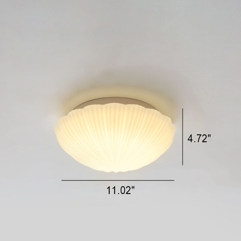 Modern French Cream Shell Glass LED Flush Mount Ceiling Light