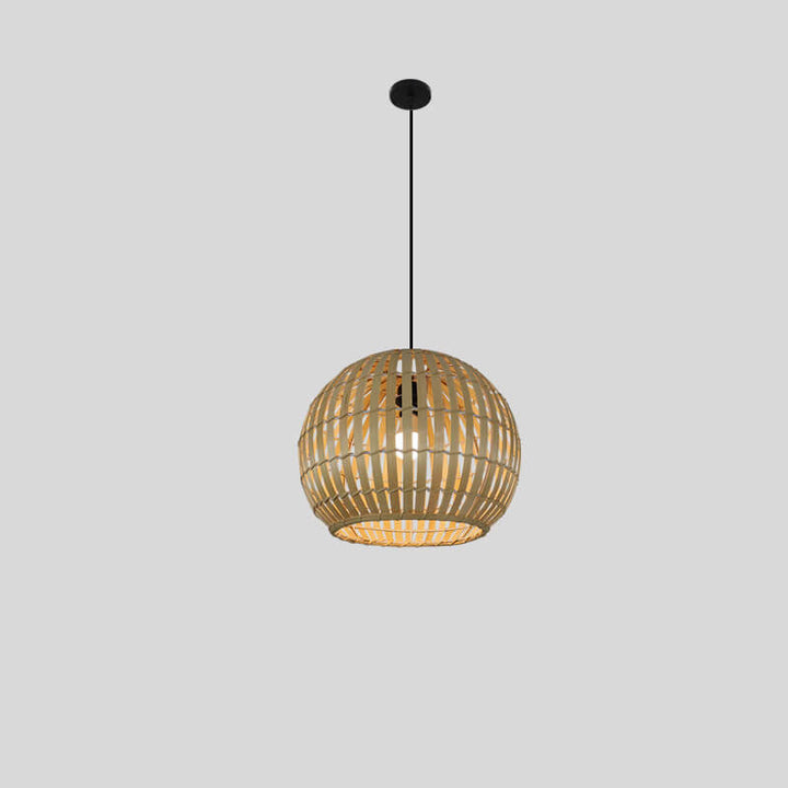 Lampe suspendue moderne à 1 lumière en fer tissé en bambou 