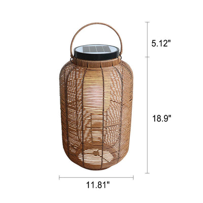 Outdoor Solar Rattan Weaving Round Jar LED Waterproof Garden Landscape Light