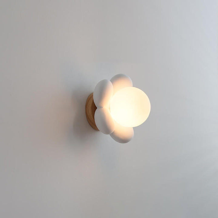 Aplique de pared infantil contemporáneo y creativo con forma de flores, de vidrio y resina, de 1 luz, para dormitorio 
