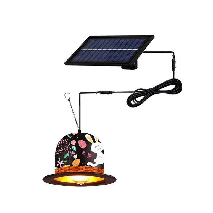 Décoration de chapeau de Pâques solaire extérieure avec lumière LED à pendentif 