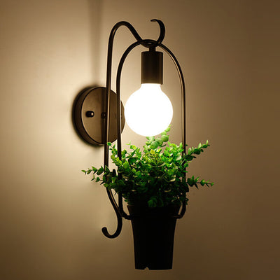 Nordic Creative Plant Potted Iron 1-Light Wall Sconce Lamp