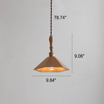Japanese Minimalist Geometric Log Copper 1-Light Pendant Light
