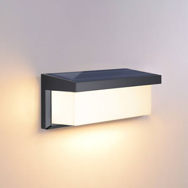 Lámpara Apliqué de Pared Exterior Moderna Minimalista Solar Rectangular PC LED Para Patio Exterior 
