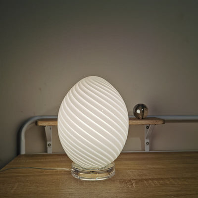 Modern Creative Egg-shaped Striped Acrylic USB Table Lamp