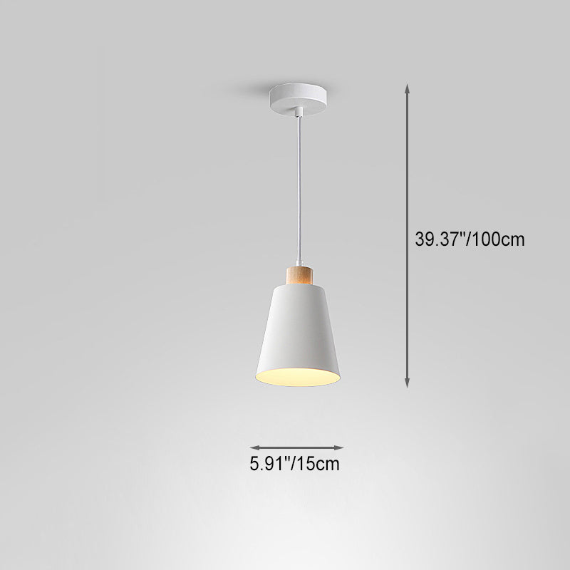 Zeitgenössischer skandinavischer runder trapezförmiger Vogel-Holz-Eisen-1/3-Licht-Insel-Licht-Kronleuchter für Esszimmer 
