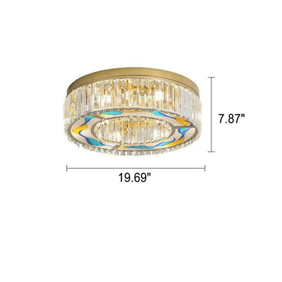 Modern Luxury Enameled Crystal Round 5-Light Flush Mount Ceiling Light