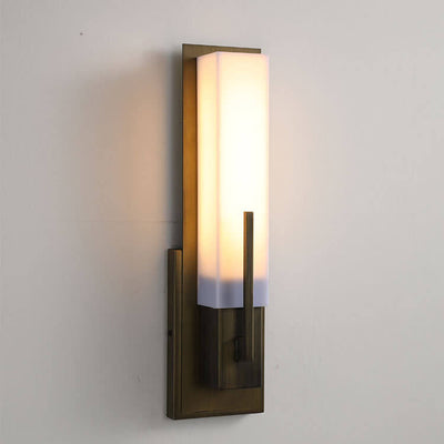 Chinese Retro Wrought Iron Frame Cuboid Acrylic LED Wall Sconce Lamp