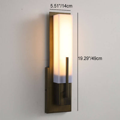 Chinese Retro Wrought Iron Frame Cuboid Acrylic LED Wall Sconce Lamp