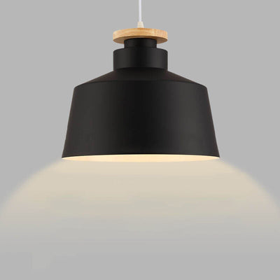 Nordic Simple Aluminum Wood Cone Dome 1-Light Pendant Light