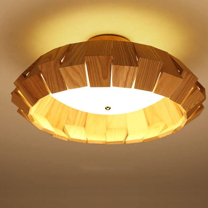 Modern Wooden Southeast Asian Style LED Flush Mount Light