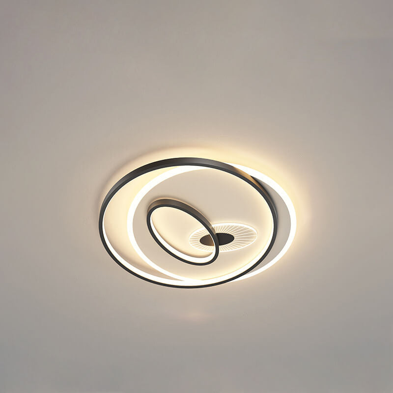 Creative Simple Circular Overlapping Dislocation Design LED Flush Mount Light