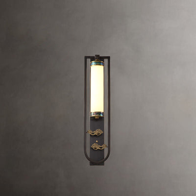 مصباح حائط LED مستطيل حديث من النحاس الصيني والرخام 