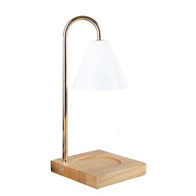 Contemporary Creative Conical Metal Shade Wooden Base 1-Light Melting Wax Table Lamp For Bedroom