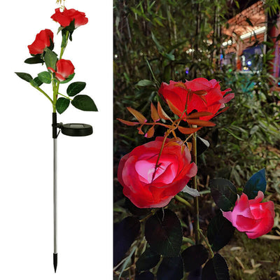 Creative Simulation Rose Decoration Solar Outdoor Lawn LED Garden Ground Insert Landscape Light