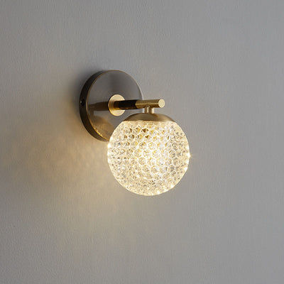 Lampe murale en laiton avec boule ronde nordique de luxe léger à 1 lumière 