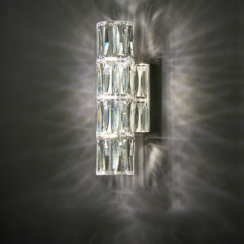 Moderno Lujo Plata Cristal Columna Aplique de Pared con 3/4/6 Luces 