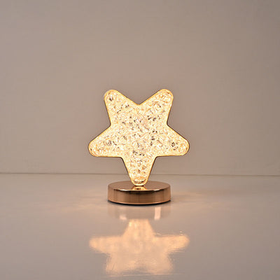 Lampe de table USB LED en acrylique créatif nordique avec géométrie étoile lune en métal 