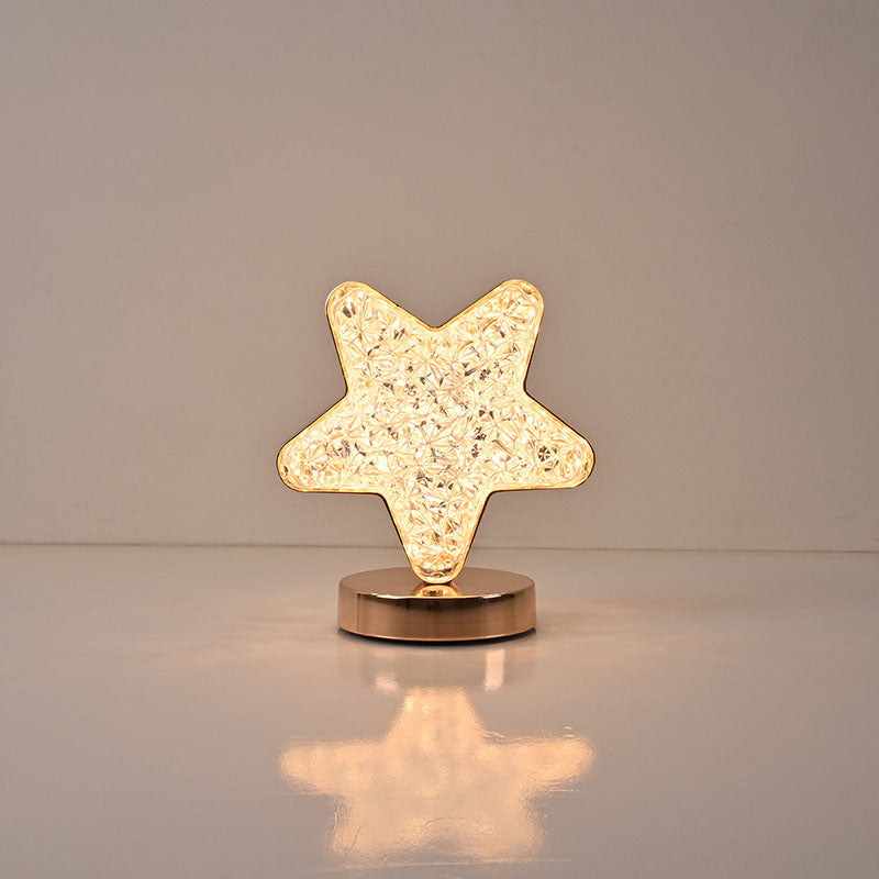 Lampe de table USB LED en acrylique créatif nordique avec géométrie étoile lune en métal 