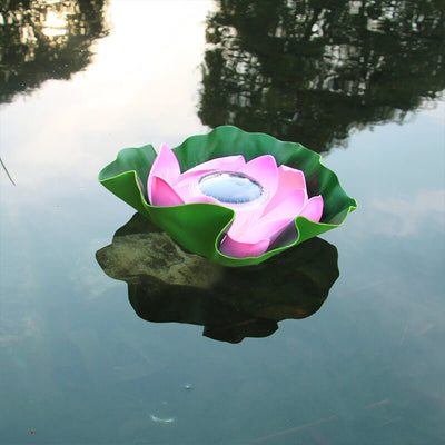 Creative Lotus Flower Waterproof Solar LED Outdoor Patio Pond Water Floating Light