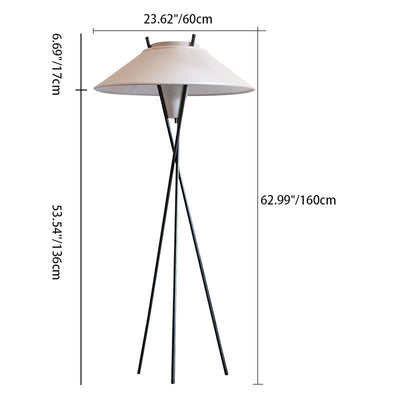 Contemporary Simplicity Semi-tapered Fabric Shade Iron Tripod 1-Light Standing Floor Lamp For Study