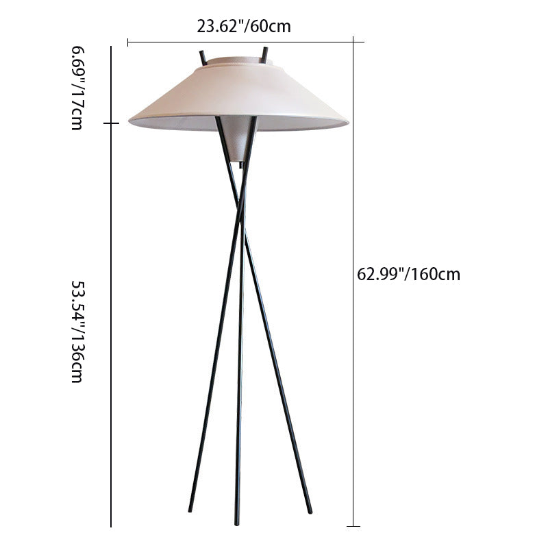 Contemporary Simplicity Semi-tapered Fabric Shade Iron Tripod 1-Light Standing Floor Lamp For Study